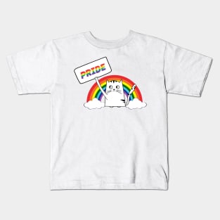 Gay Pride Cat LGBT Cats Pile Cute Rainbow Kids T-Shirt